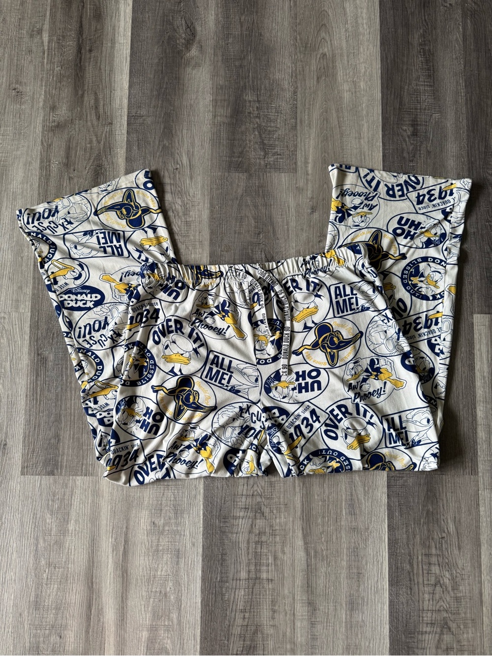 Official Disney Donald Duck Womens XL Lounge Pajama Pants All Over Print Blue